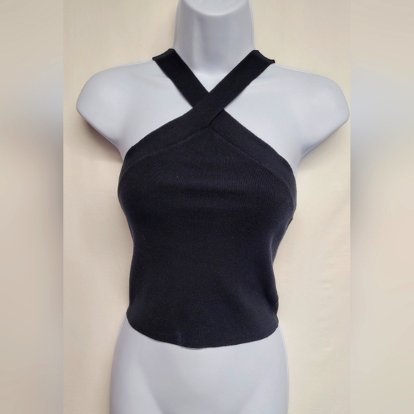 Express XS New Ribbed Cropped Halter Top Stretch Summer - Picture 1 of 4
